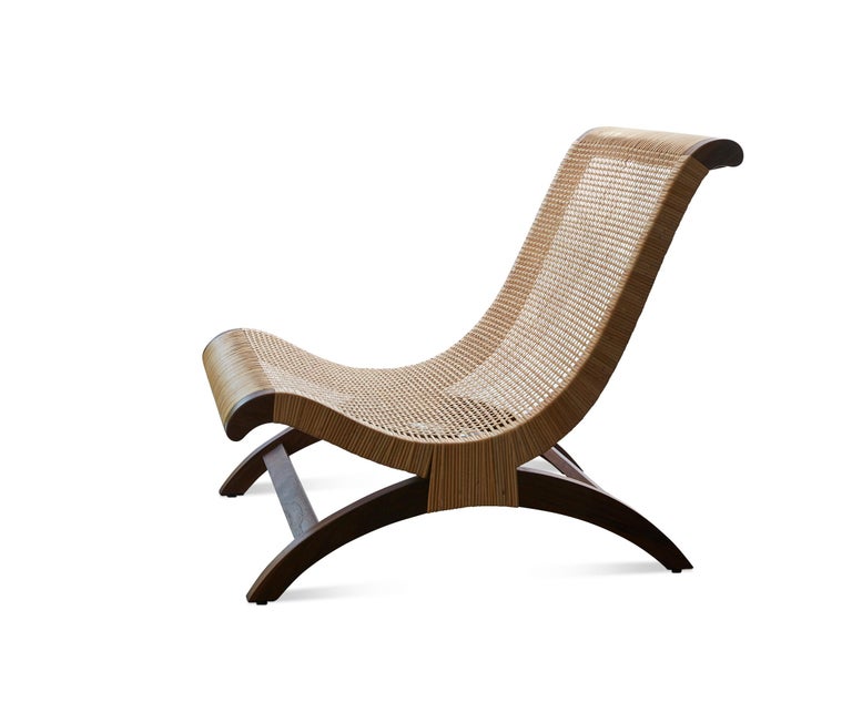 Hand-Crafted Clara Porset's wood and rattan Mexican Butaque Chair by Luteca For Sale