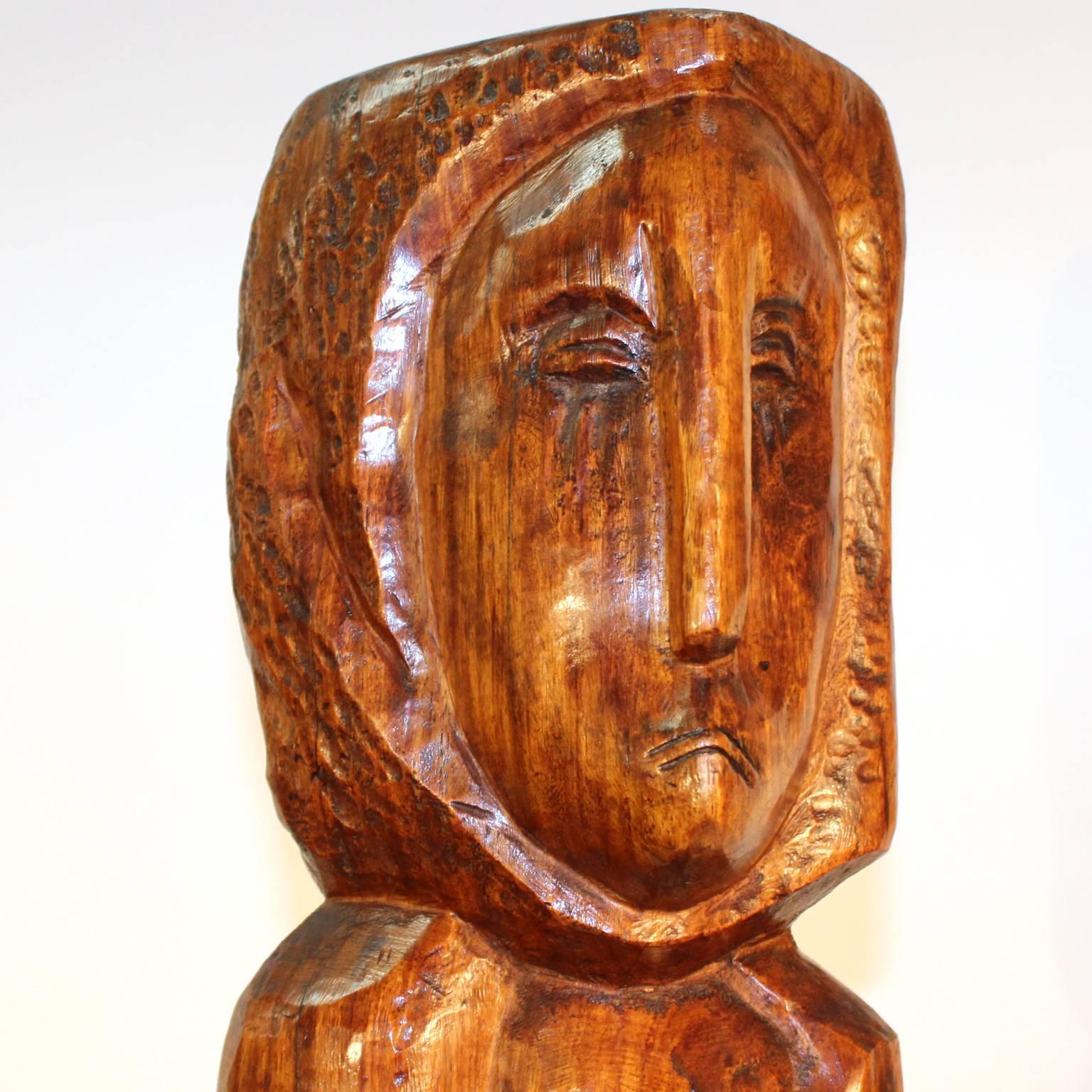 Clara Shainess, geschnitzte Holzskulptur aus den 1940er Jahren (Mitte des 20. Jahrhunderts) im Angebot