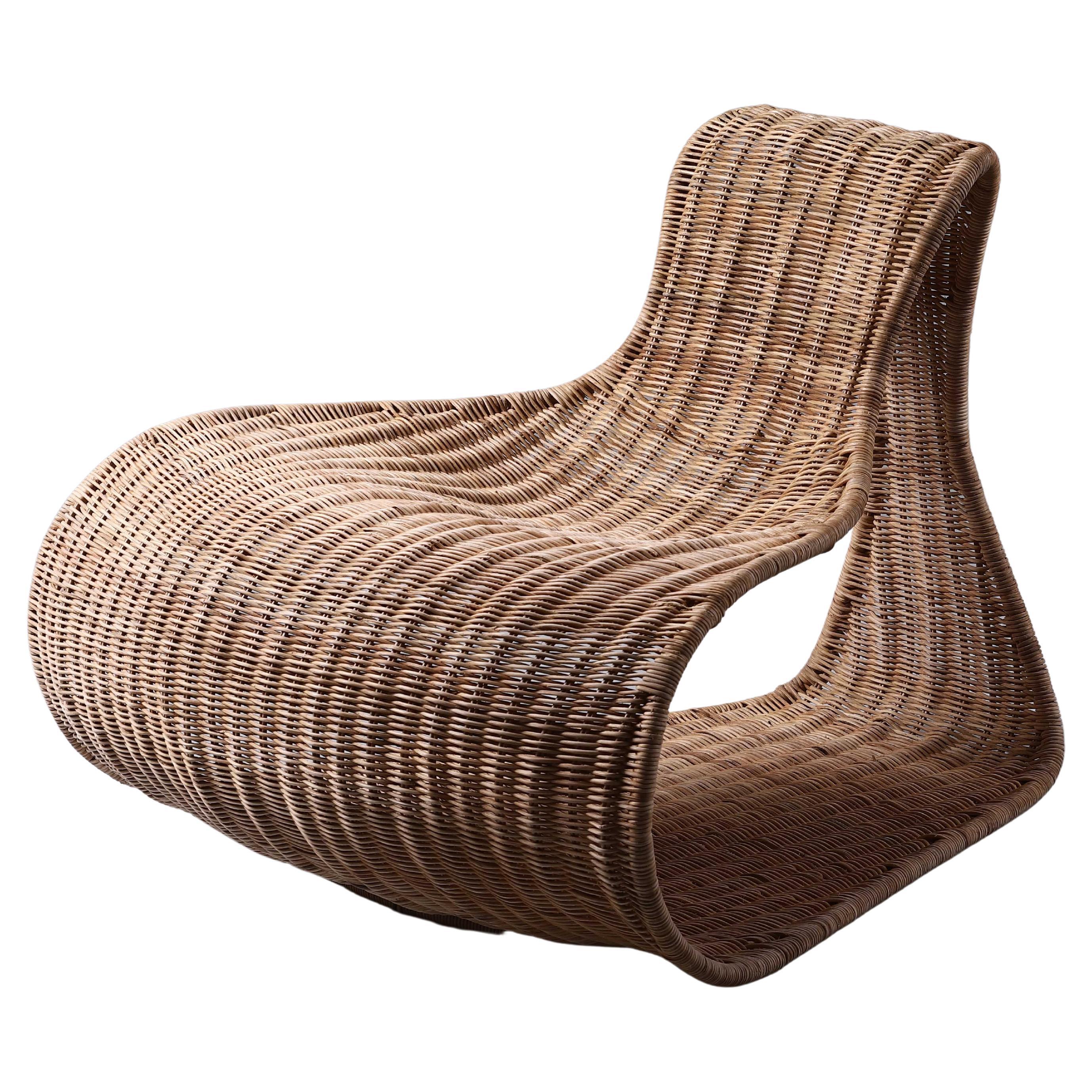 Clara Wicker Lounge Chair For Sale