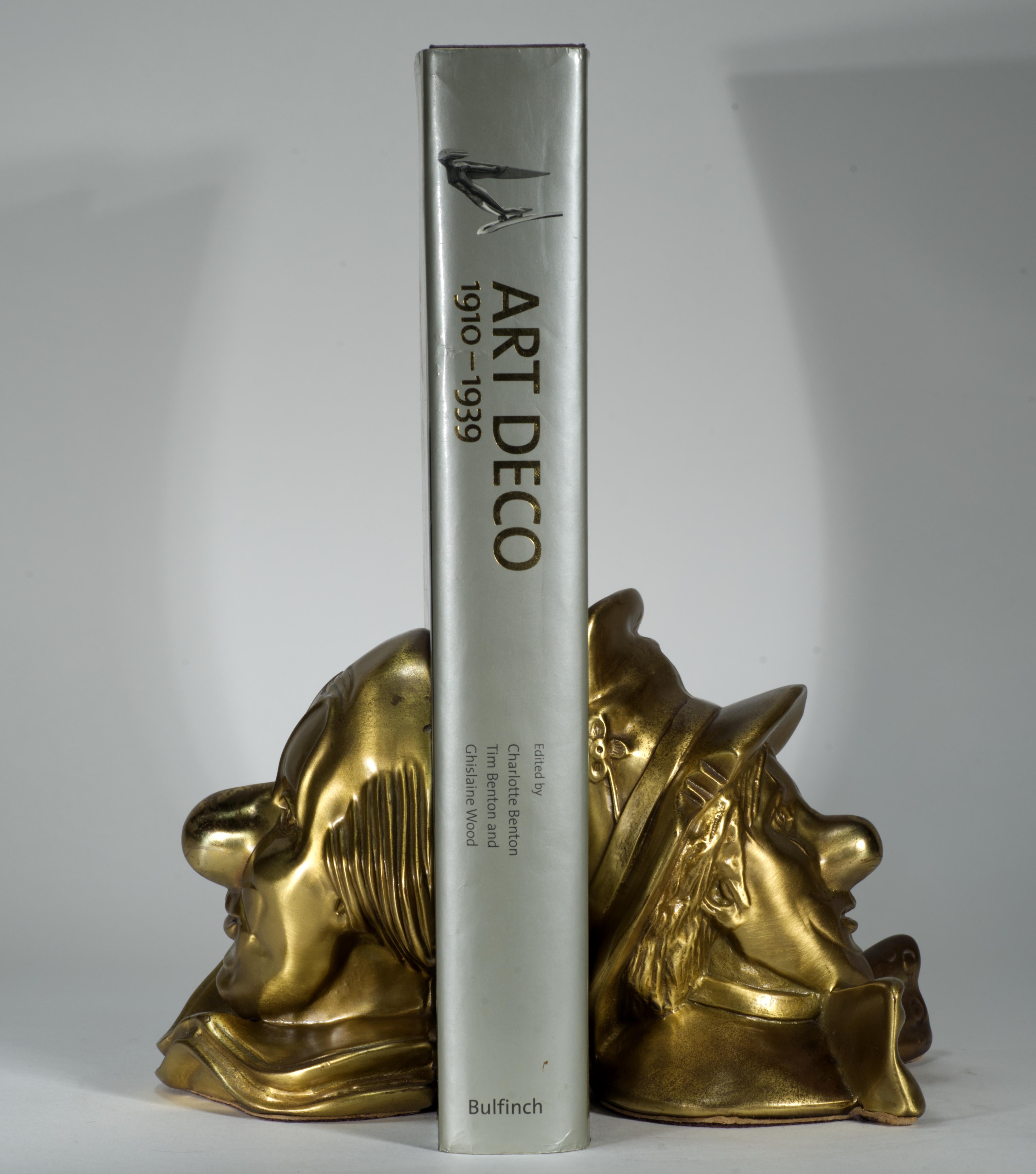 Clarabell and Emmet Kelly Bronze Bookends, PM Craftsman 1970s In Good Condition For Sale In Clifton Springs, NY