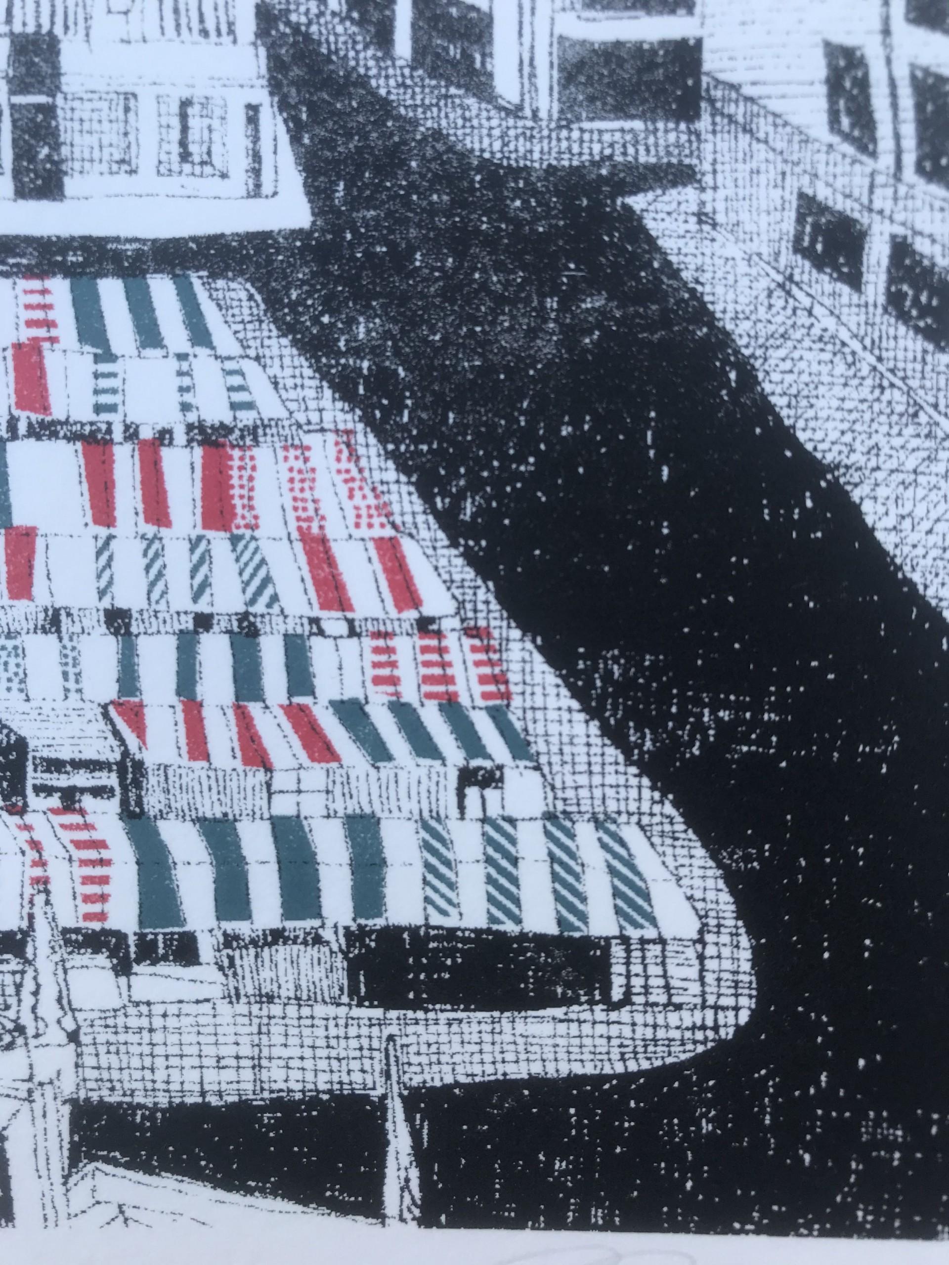 Cambridge Market by Clare Halifax, Limited edition print, Silkscreen print  For Sale 8