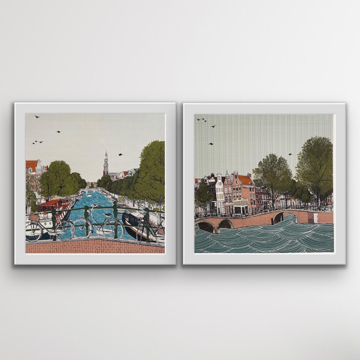 Clare Halifax Landscape Print - Canal Ring, Amsterdam and Cycle City, Amsterdam Diptych