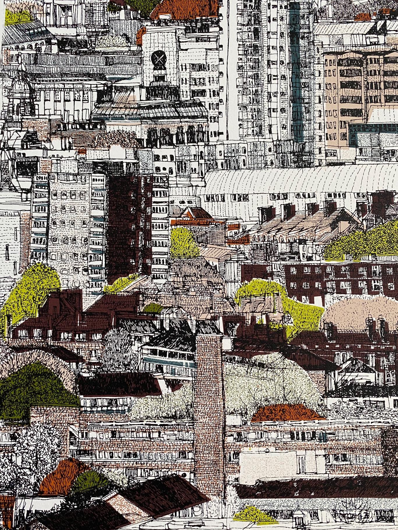 Le stagioni che cambiano a St Pauls di Clare Halifax, London Illustration Art, Bright in vendita 9