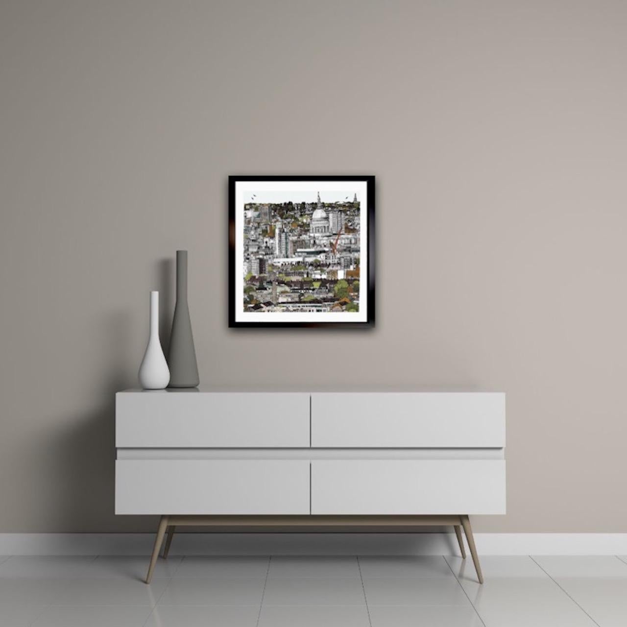 Le stagioni che cambiano a St Pauls di Clare Halifax, London Illustration Art, Bright in vendita 1