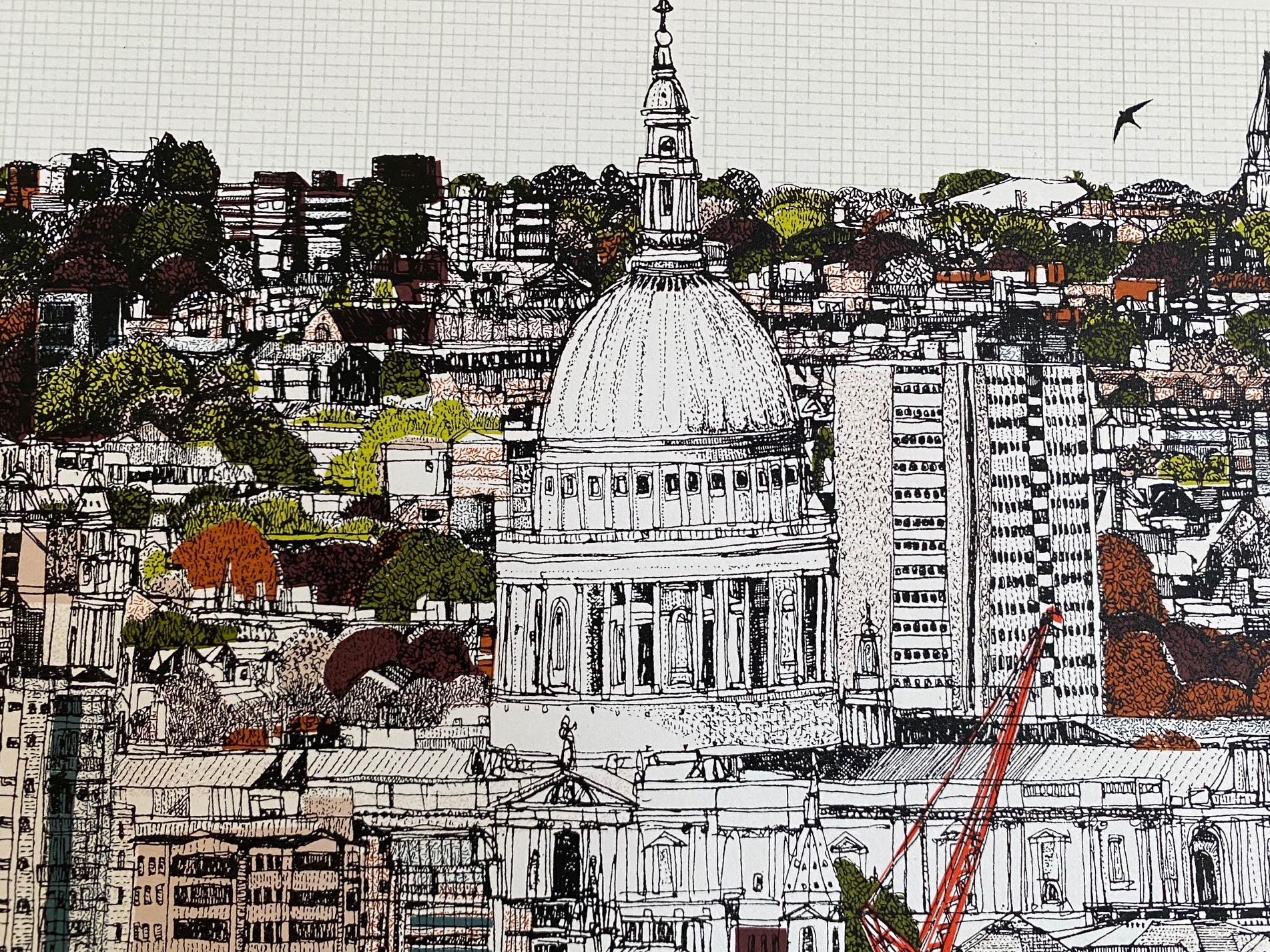 Changing Seasons at St Pauls by Clare Halifax, London Illustration Art, Bright For Sale 7