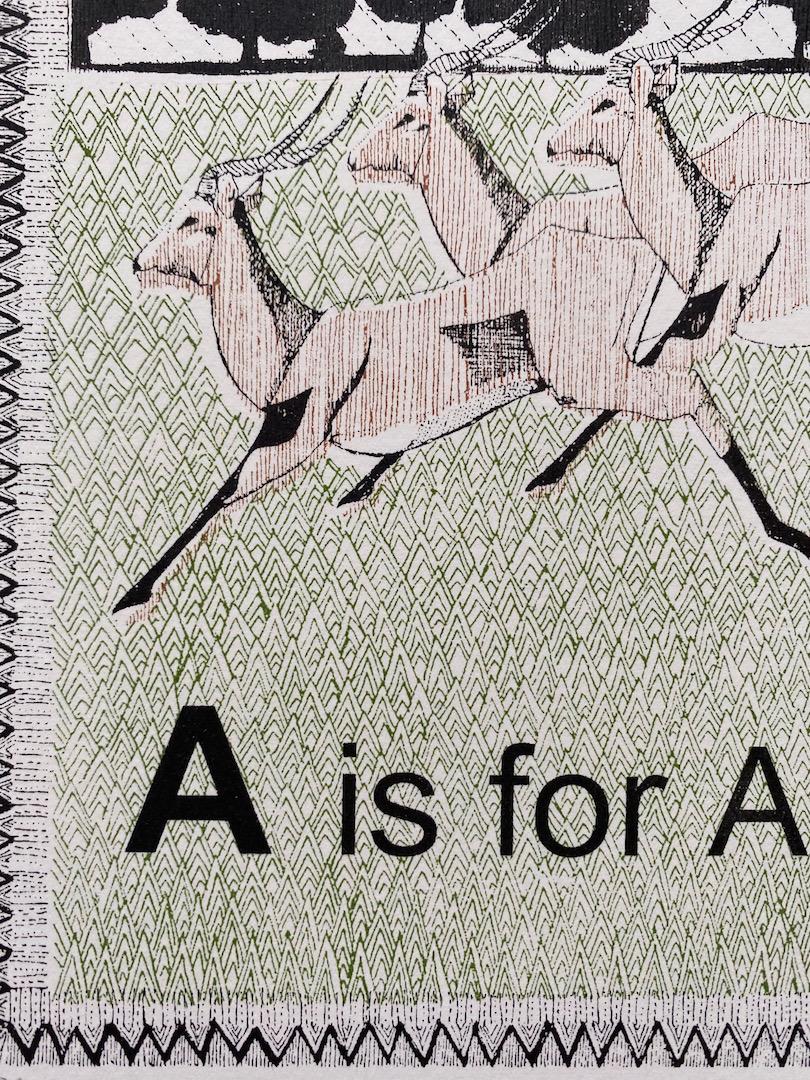 Clare Halifax
A is for Antelope (small)
Limited Edition 3 Colour Silkscreen Print
Edition of 30
Image size H 22 x W 22cm
Sheet Size: H 27 x W 25cm x D 0.1cm
Sold Unframed
Please note that in situ images are purely an indication of how a piece may