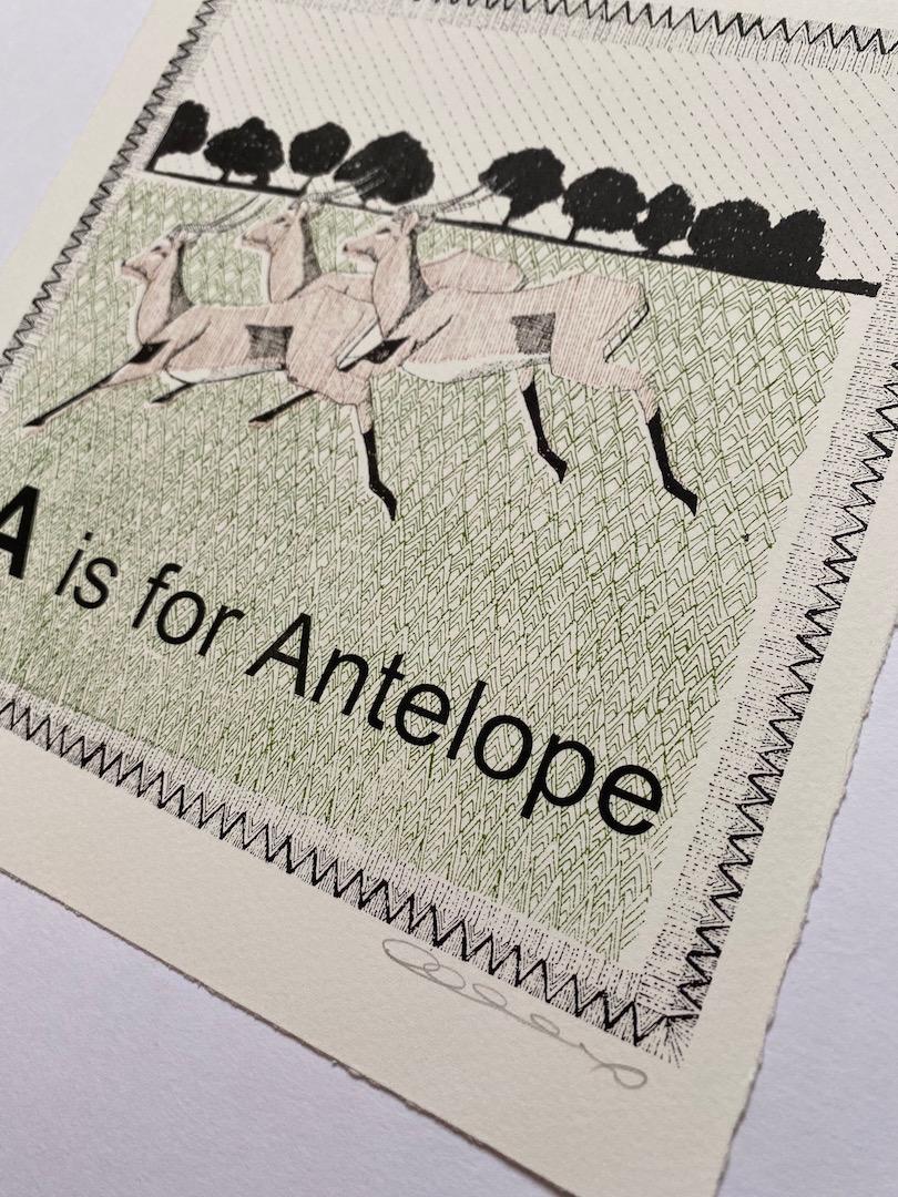 Clare Halifax, A is pour Antelope (petite), Art abordable, Art en ligne en vente 3