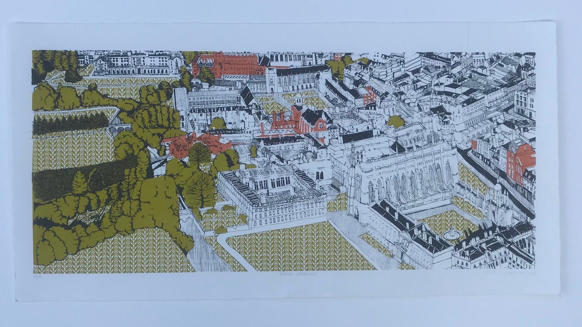 Clare Halifax, Aerial View of Cambridge, Limited Edition Print, City Scape Art For Sale 4