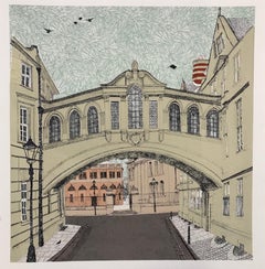 Clare Halifax, Bridge of Sighs Oxford, zeitgenössische Oxford-Kunst, Stadtbilddruck