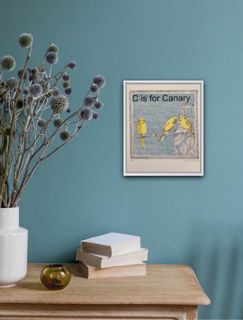 Clare Halifax, C Is for Canary, Silkscreen Print, Bird Art, Art Online For Sale 2