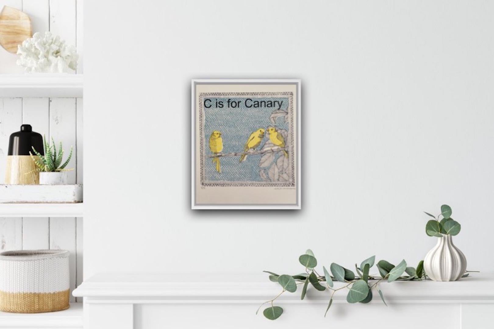 Clare Halifax, C Is for Canary, Silkscreen Print, Bird Art, Art Online, 3