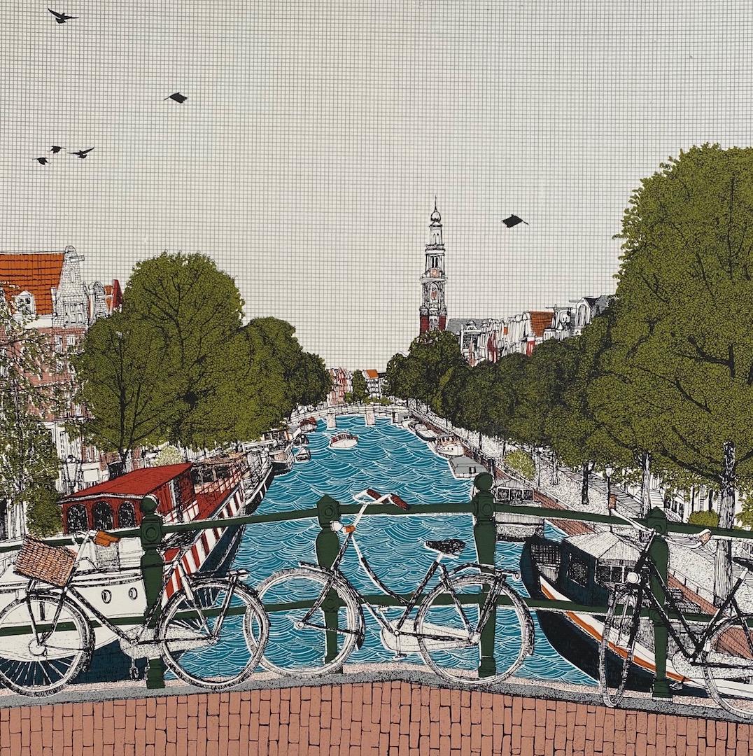 Die Fahrradstadt Halifax, Amsterdam, Druck in limitierter Auflage, erschwingliche Kunst – Print von Clare Halifax