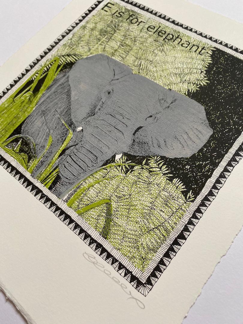 Clare Halifax, E is for Elephant (small), Limited Edition Print, Affordable Art 6