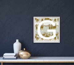 Clare Halifax, G is for Giraffe, Limited Edition Art, Stamp Art, Animal Art
