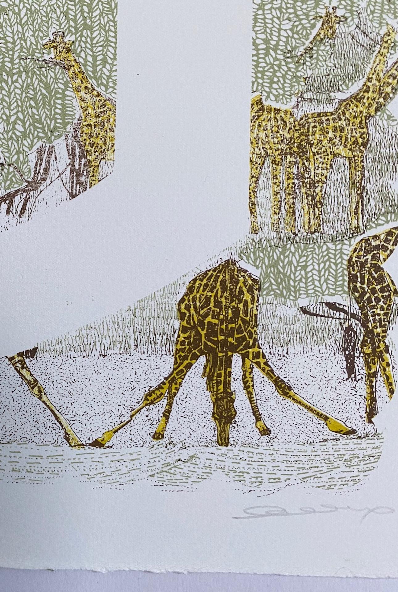 Clare Halifax, G is for Giraffe, Limited Edition Art, Stamp Art, Animal Art For Sale 5
