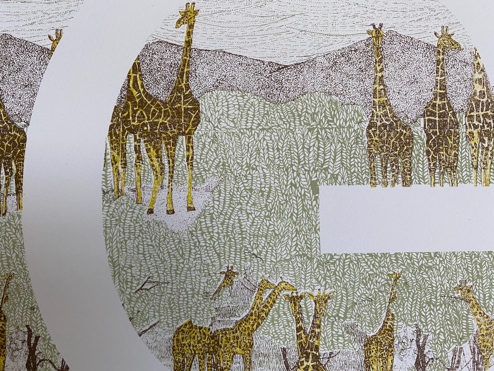 Clare Halifax, G is for Giraffe, Limited Edition Art, Stamp Art, Animal Art For Sale 6