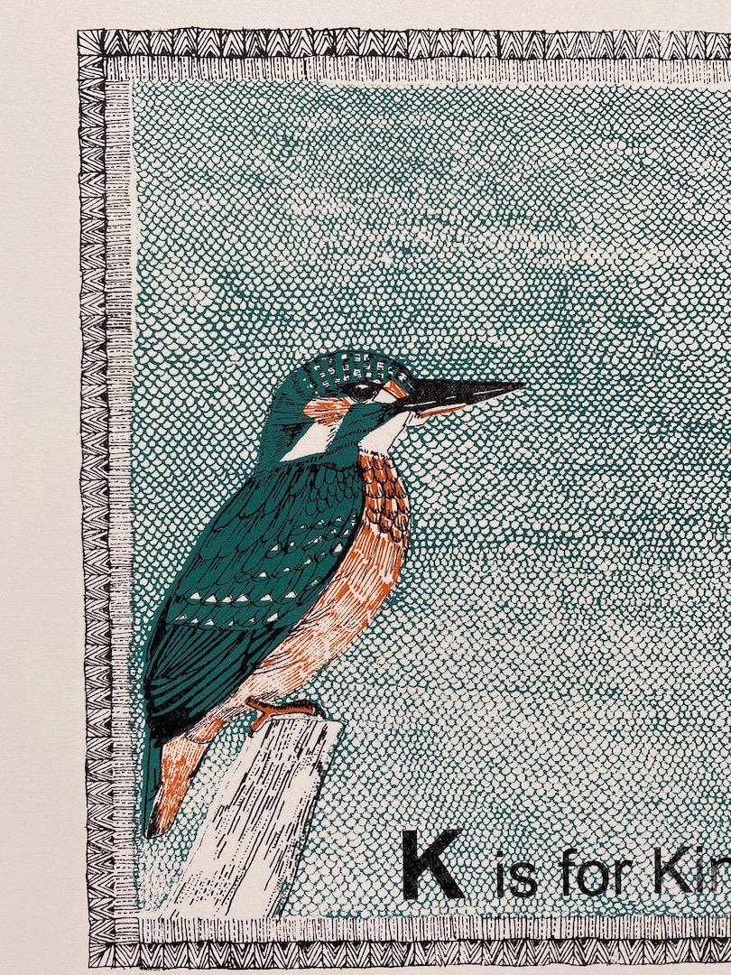 Clare Halifax, K is for Kingfisher, Limited Edition Print, Affordable Art Online For Sale 1