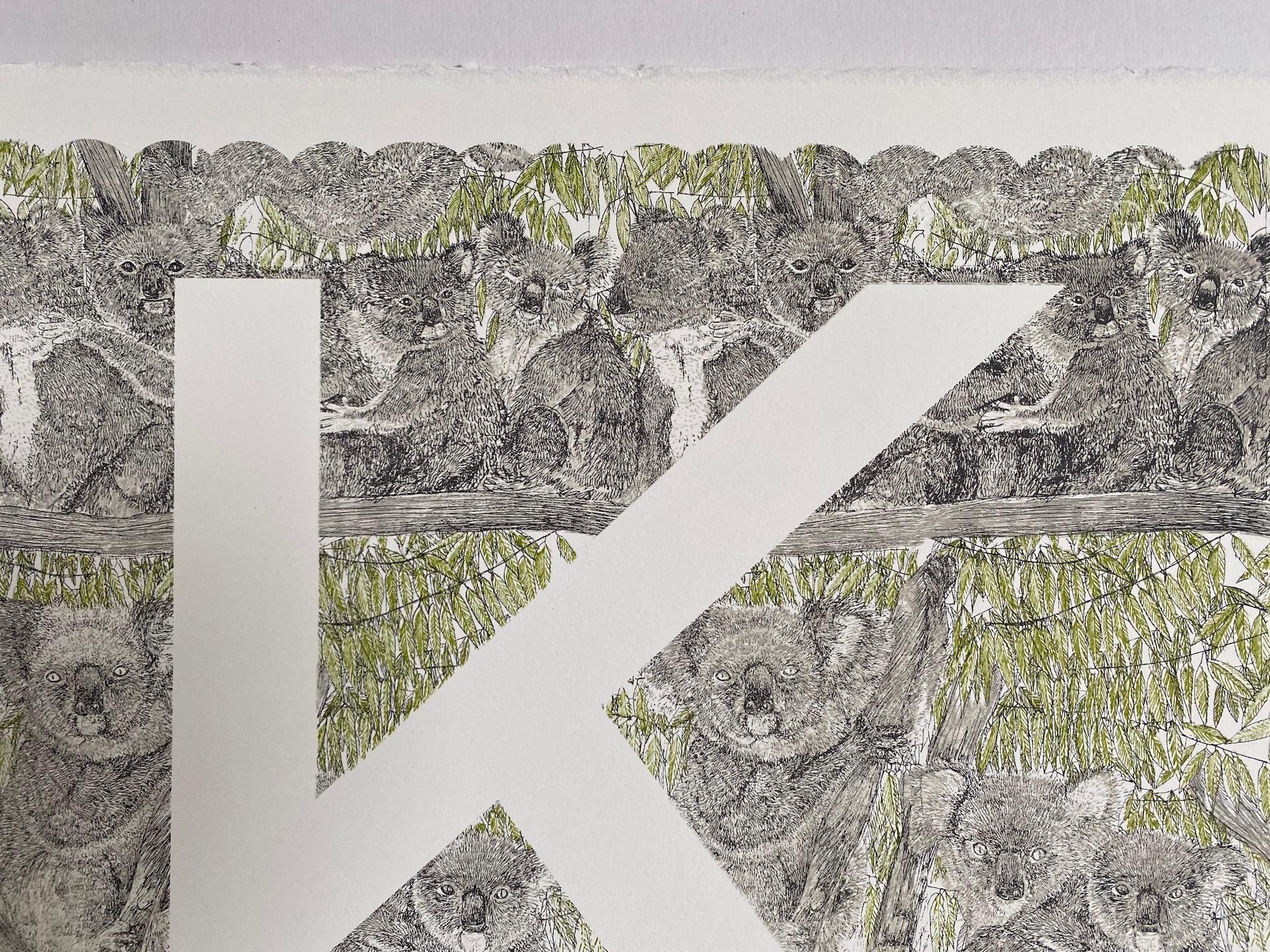 Clare Halifax, K is for Koala, Limited Edition Print, Animal Print, Monogram Art For Sale 2