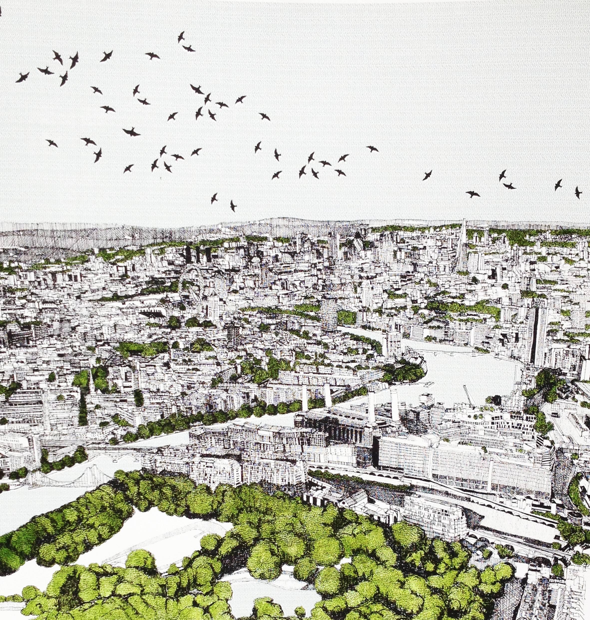 Clare Halifax
London!
Limited Edition Print
Image Size:H50cm x W49cm
Sheet Size: H64cm x W56cm
(Please note that in situ images are purely an indication of how a piece may look).

London! This piece was an attempt to get the majority of the