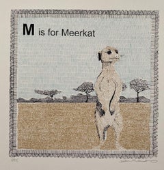 Used Clare Halifax, M is for Meerkat, Limited Edition Screen Print, Affordable Art