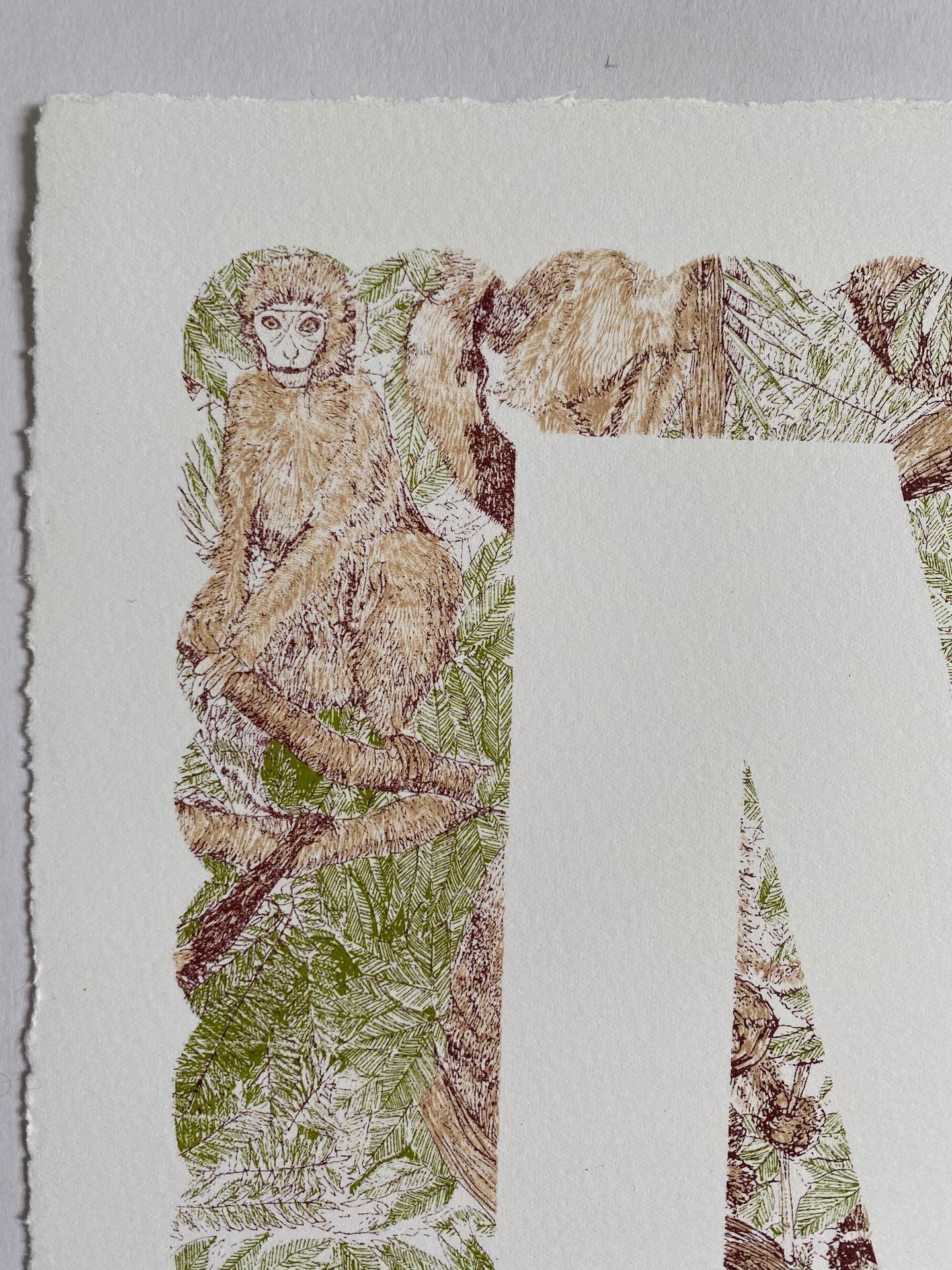 Clare Halifax, M is for Monkey, Animal Art, Alphabet Print, Monogram Print For Sale 4