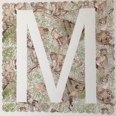 Clare Halifax, M de mono, arte animal, alfabeto, monograma