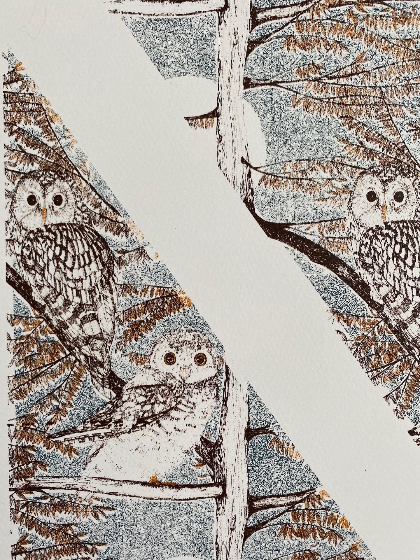Clare Halifax, N is for Nightowl, Affordable Contemporary Art, Animal Art 5