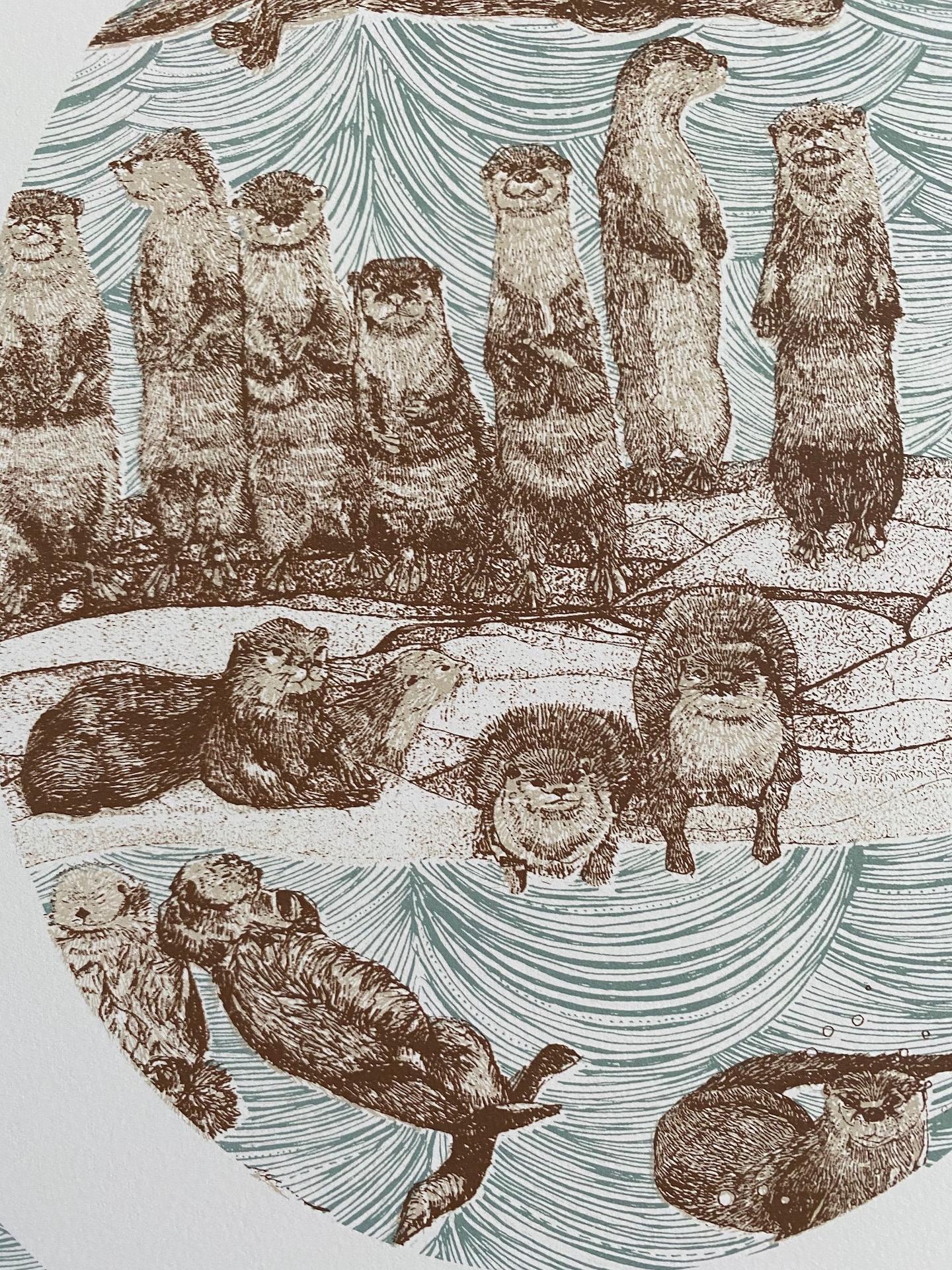 Clare Halifax, O is for Otter, Limited Edition Animal Print, Contemporary Art For Sale 1