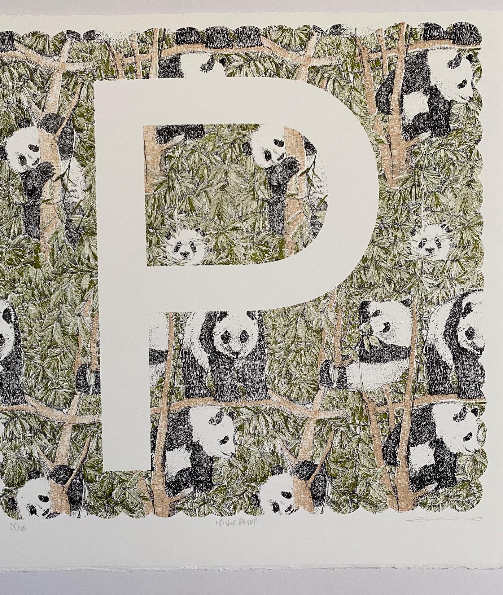 Clare Halifax, P is for Panda, Affordable Contemporary Art, Alphabet Prints 1