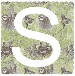 Clare Halifax, S est pour Sloth, Affordable Art, Animal Art, Chidren's Art