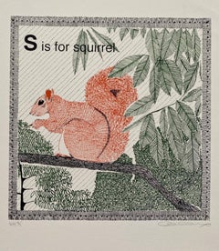 Used Clare Halifax, S is for Squirrel, Limited Colour Silkscreen Print, Art Online
