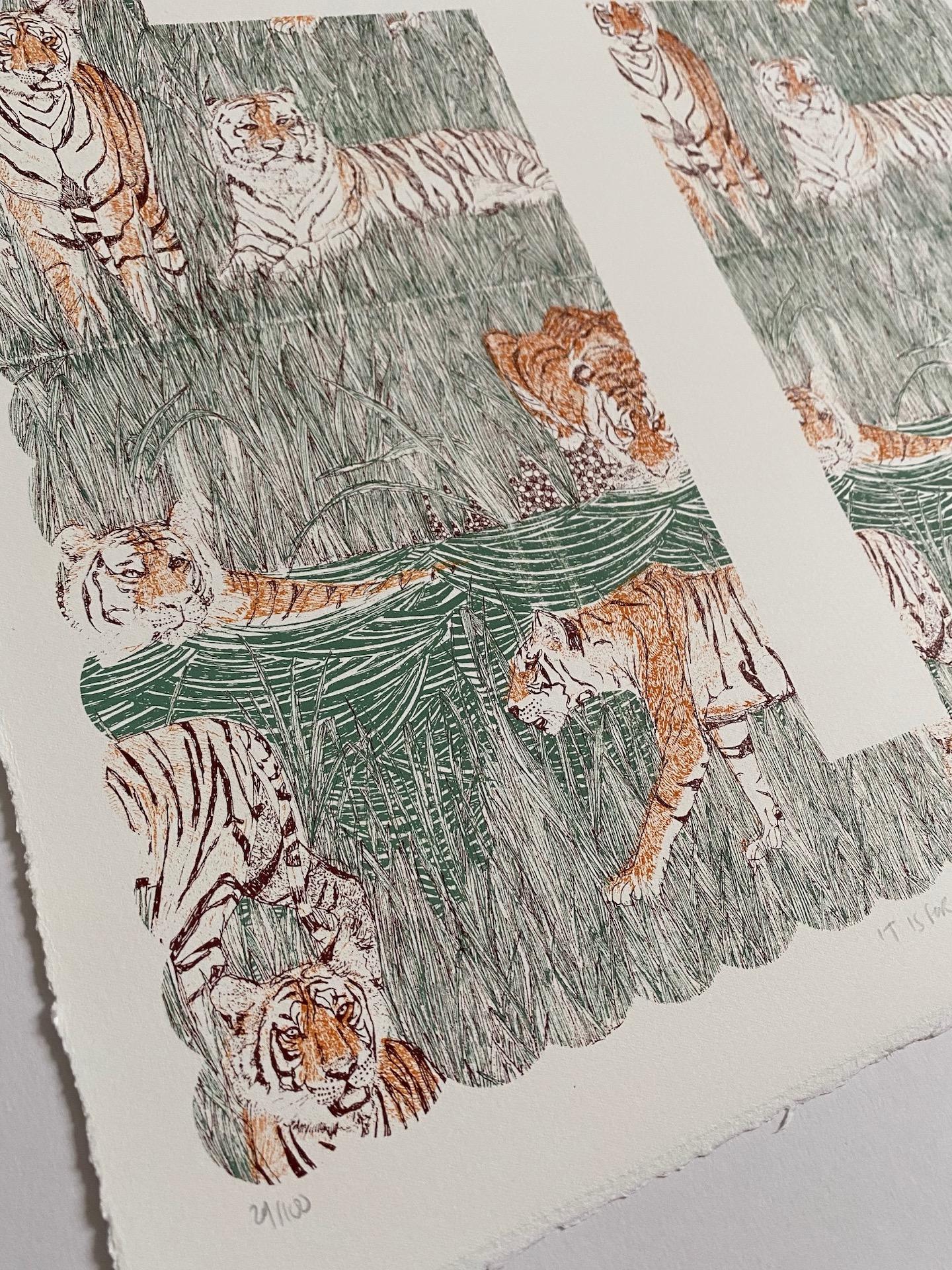 Clare Halifax, T is for Tiger, Limited Edition Alphabet Print,  Animal Art 3