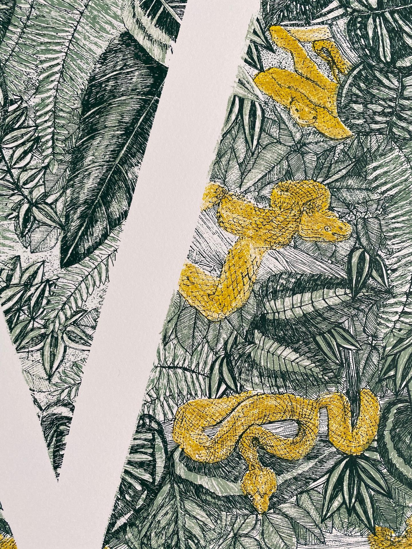 Clare Halifax, V is for Viper, Limited Edition Animal Art, Bright Monogram Print For Sale 1