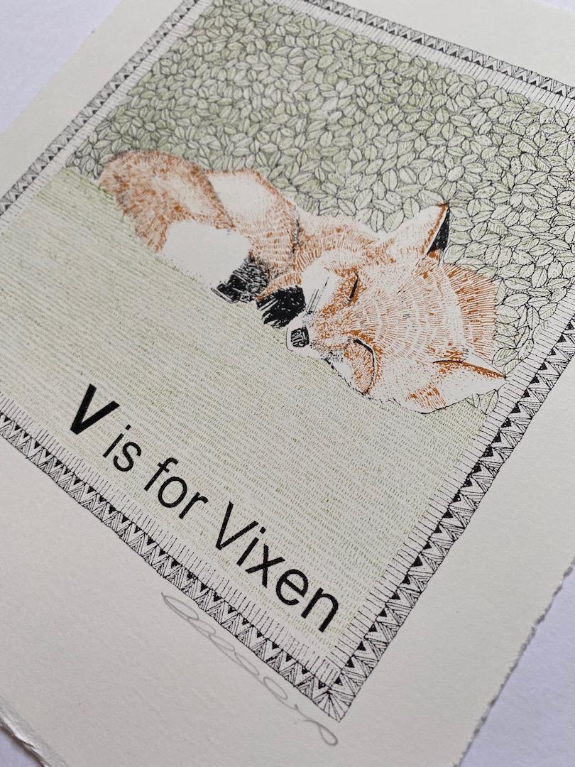 Clare Halifax, V is for Vixen, Limited Edition Screen Print, Affordable Art 2