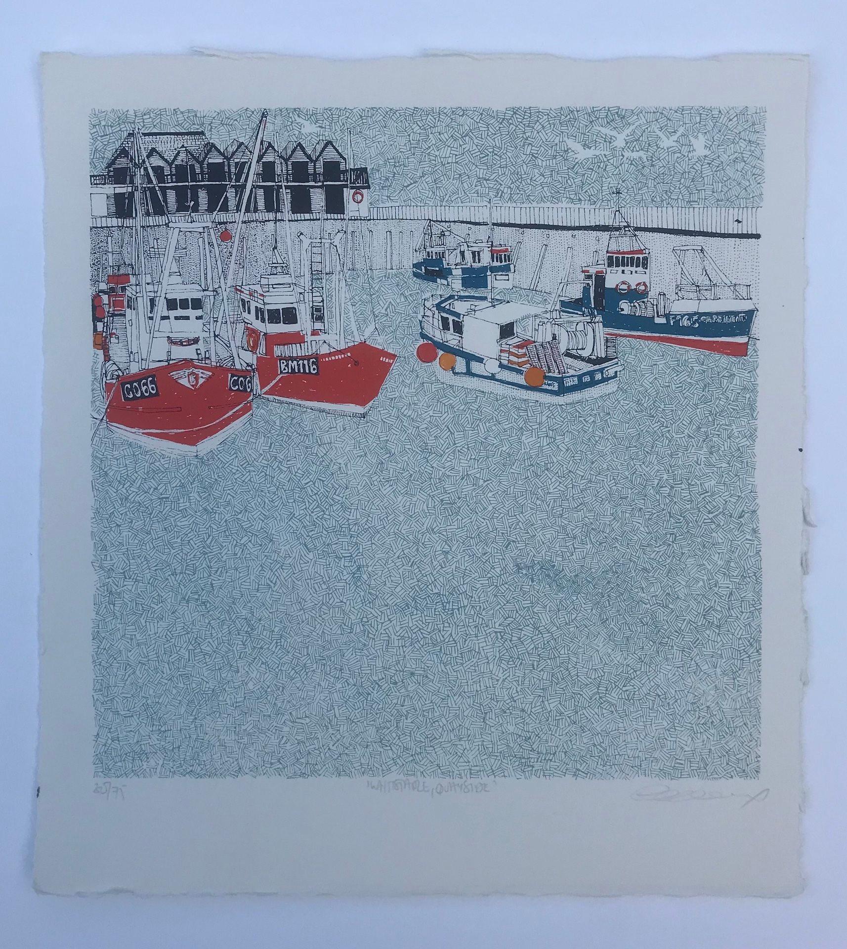 Clare Halifax, Whitstable Harbour, Druck in limitierter Auflage, preisgekrönte Kunst im Angebot 1