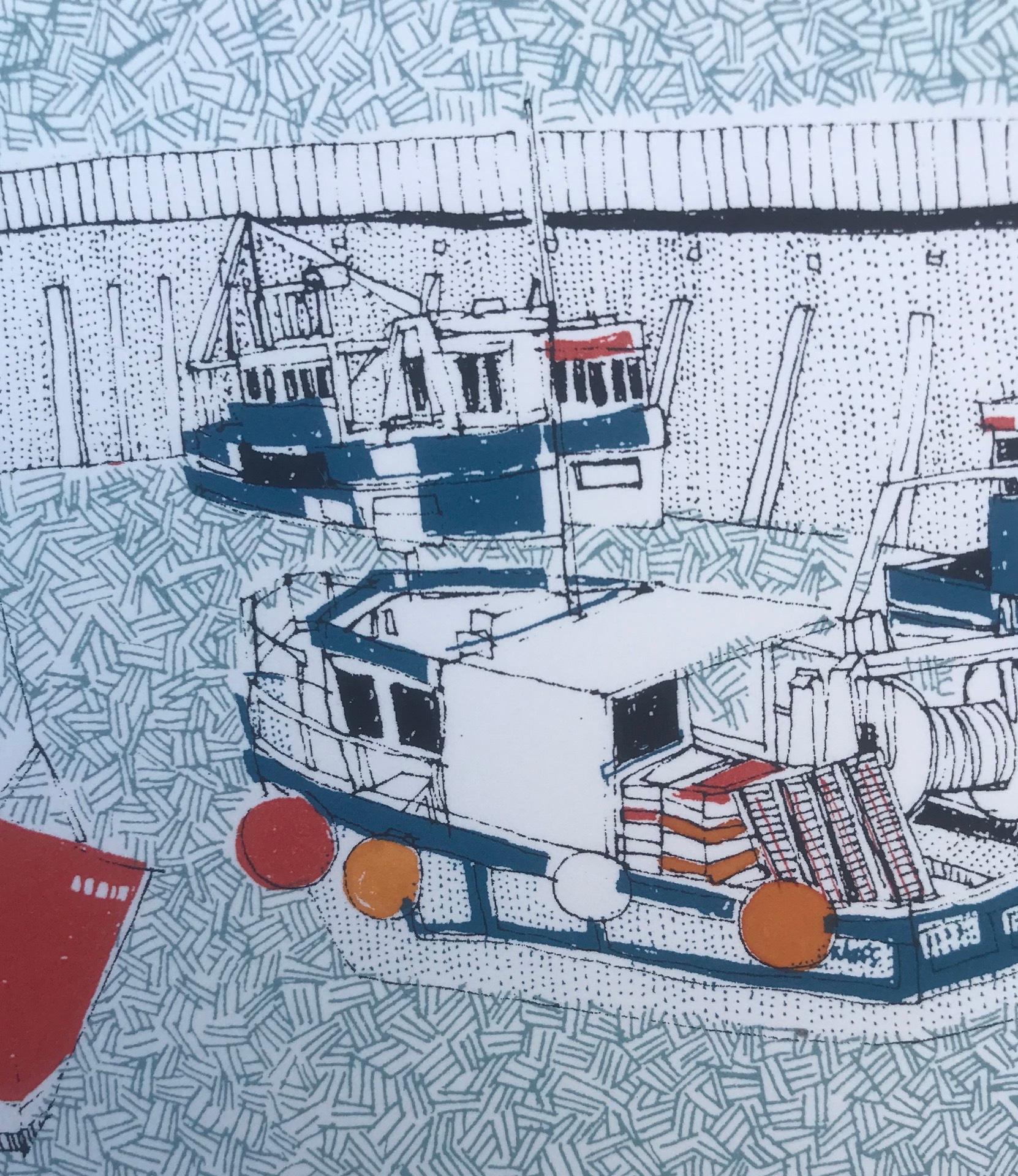 Clare Halifax, Whitstable Harbour, Druck in limitierter Auflage, preisgekrönte Kunst