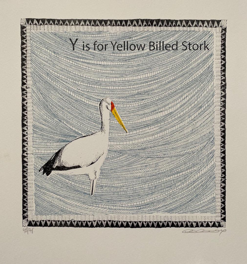 Clare Halifax, Y is for Yellow Billed Stork, Limited Edition Print, Art Online