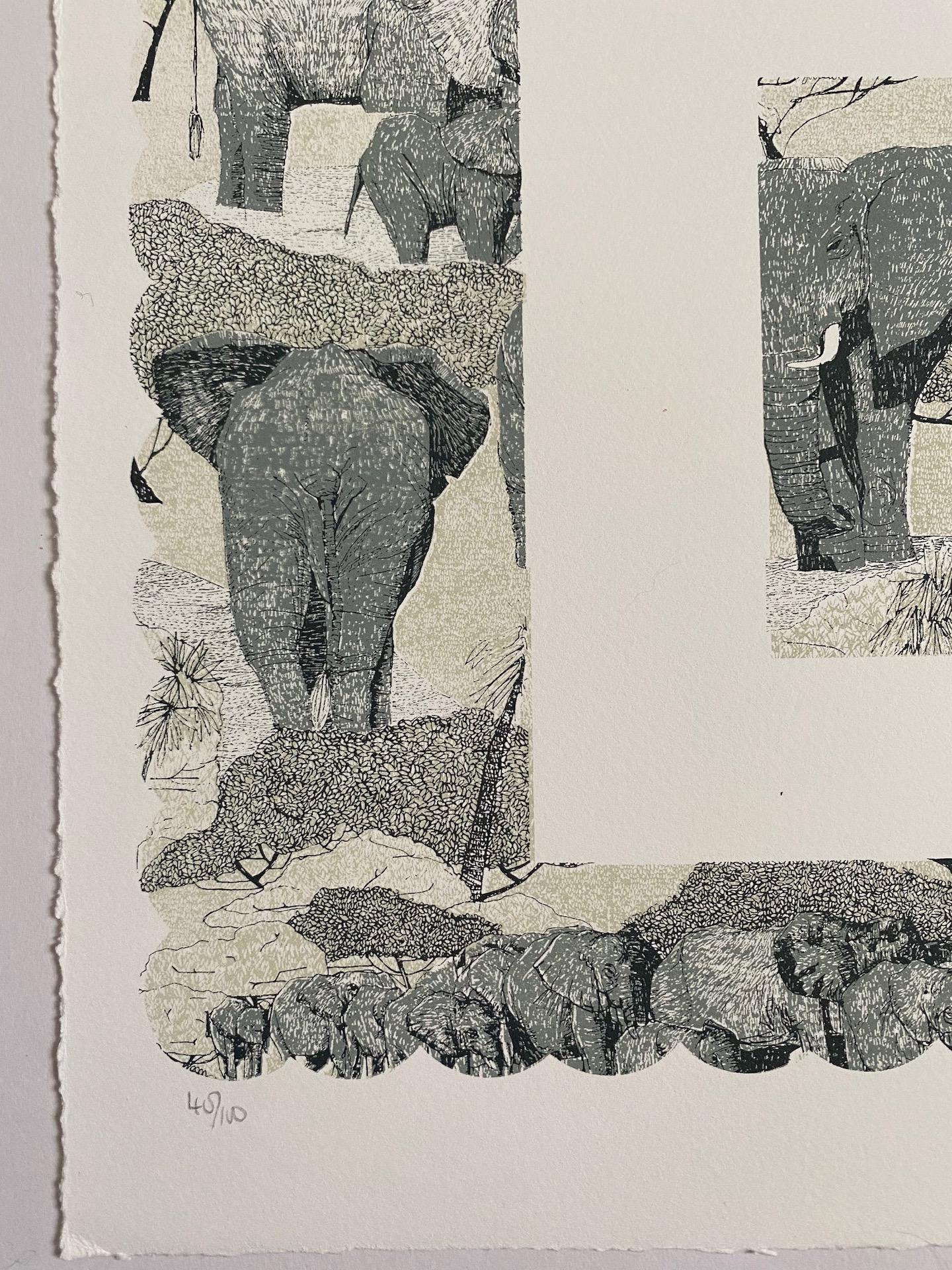 Clare Halifax
E is for Elephant
Limited Edition 3colour screen print
Edition of 100
Sheet Size: H 38cm x W 37cm x 0.1cm
Sold Unframed
Hand printed by the artist onto somerset satin paper 300gms with deckle edge.
Please Note that in situ images are
