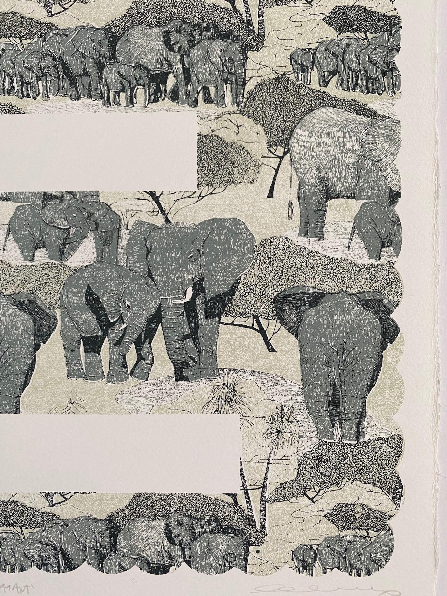 E is for Elephant, Clare Halifax, Limited Edition Prints, Alphabet Art, Gift Art For Sale 1