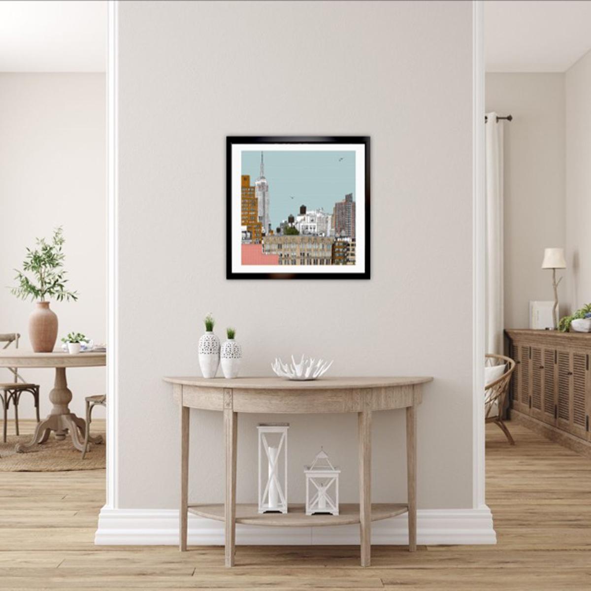 Empire State on the Side, Clare Halifax, Illustration Art, Cityscape ScreenPrint For Sale 1