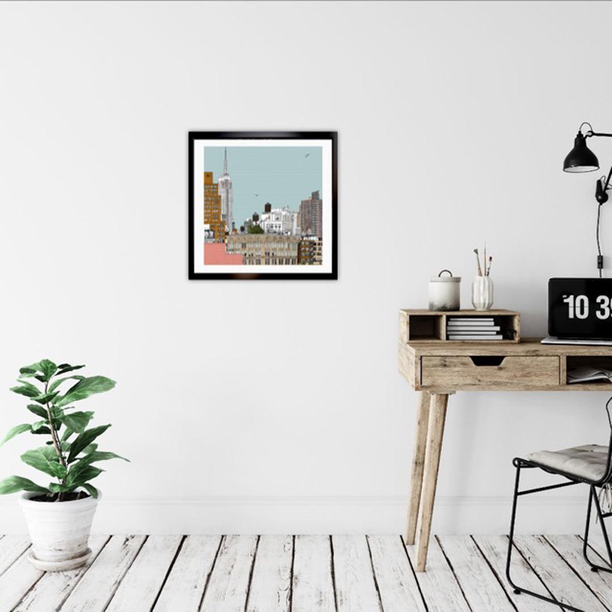 Empire State on the Side, Clare Halifax, Illustration Art, Cityscape ScreenPrint For Sale 2
