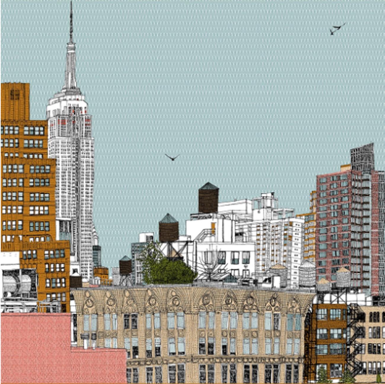 Empire State on the Side, Clare Halifax, Illustration Art, sérigraphie de paysage urbain