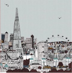 Clare Halifax, Eyes Up Front, Illustration Art, Impression de paysage urbain, Art de Londres