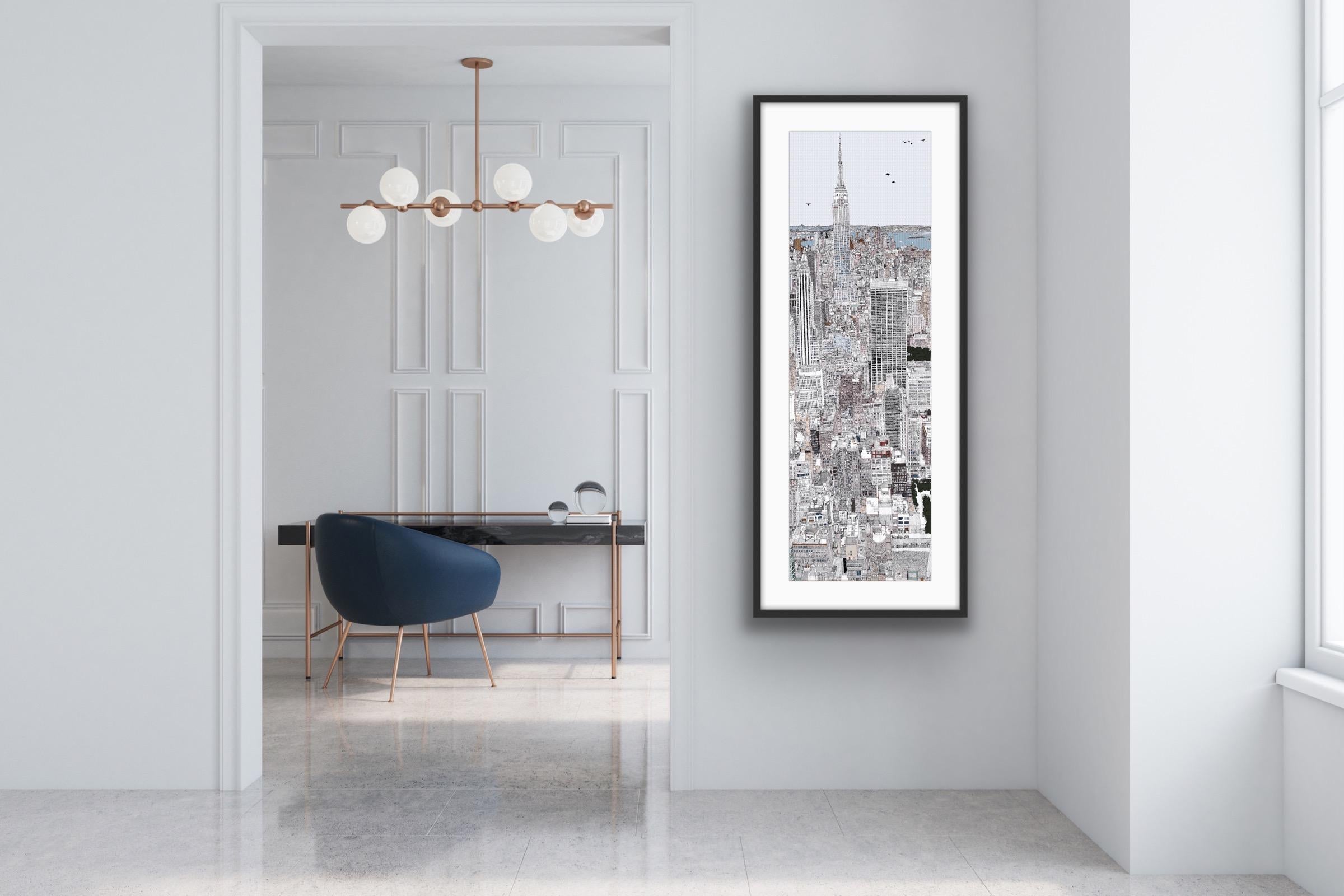 I See You Empire State New York City Architecture Cityscape Print NYC Arial View - Black Still-Life Print by Clare Halifax