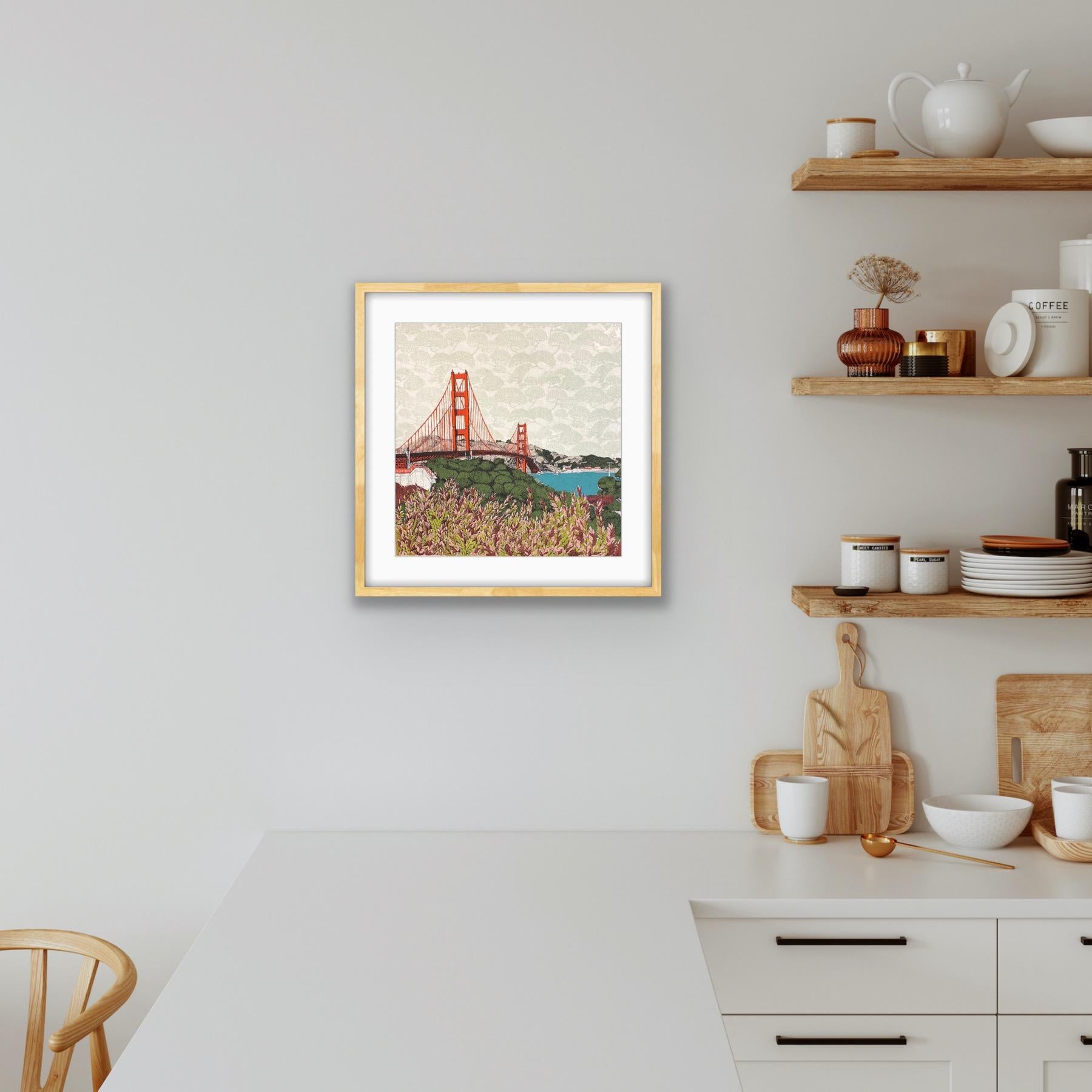Hoja de la Bahía de San Francisco, Impresión en edición limitada, Paisaje, Río, Puente en venta 8