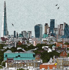 Vivre et apprendre à Londres par Clare Halifax, impression de paysage urbain en édition limitée