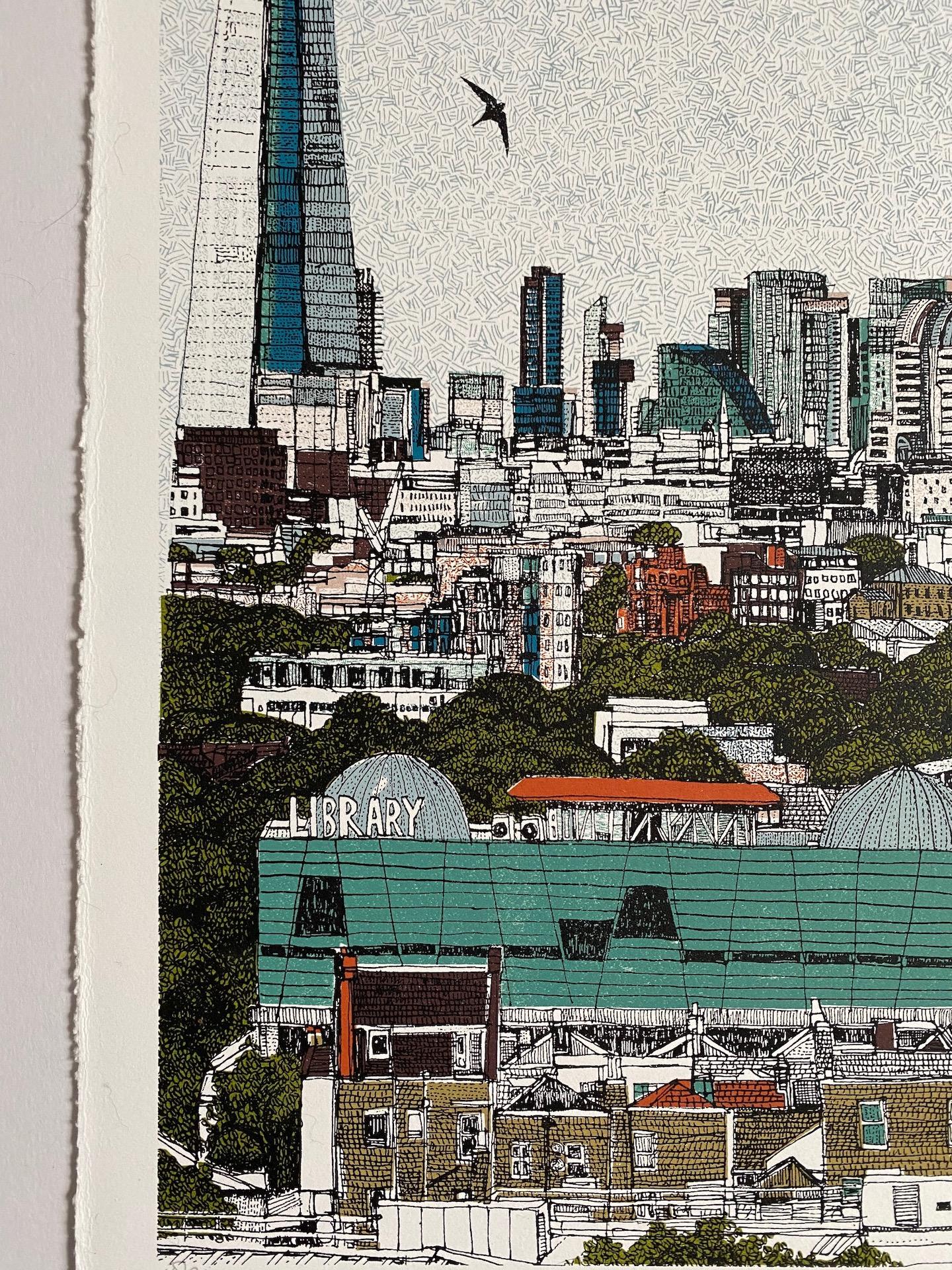 Living and Learning in London by Clare Halifax, Limited Edition Cityscape Print For Sale 2