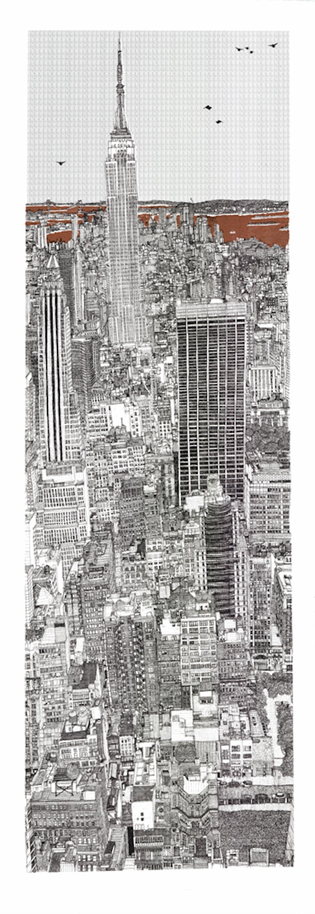 Schimmernde und glänzende New Yorker Skyline, große Statement-Kunst, Cityscape-Druck