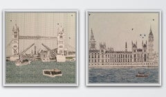 Tower Bridge and Waves at Westminster diptych