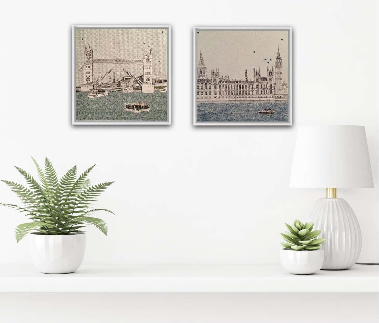 Tower Bridge and Waves at Westminster Diptych, Limited Edition Cityscape Print For Sale 4